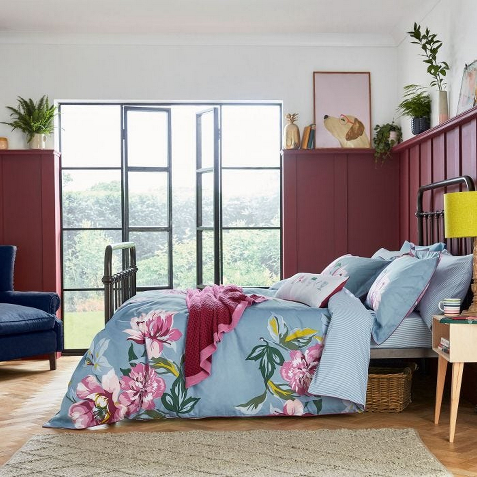 Melrose Floral Bedding And Pillowcase By Joules In Blue